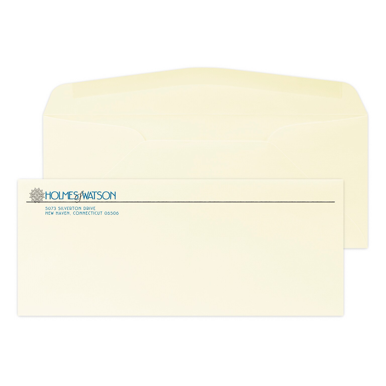 Custom #10 Stationery Envelopes, 4 1/8 x 9 1/2, 24# CLASSIC® LAID Baronial Ivory, 2 Standard Raised Inks, 250 / Pack