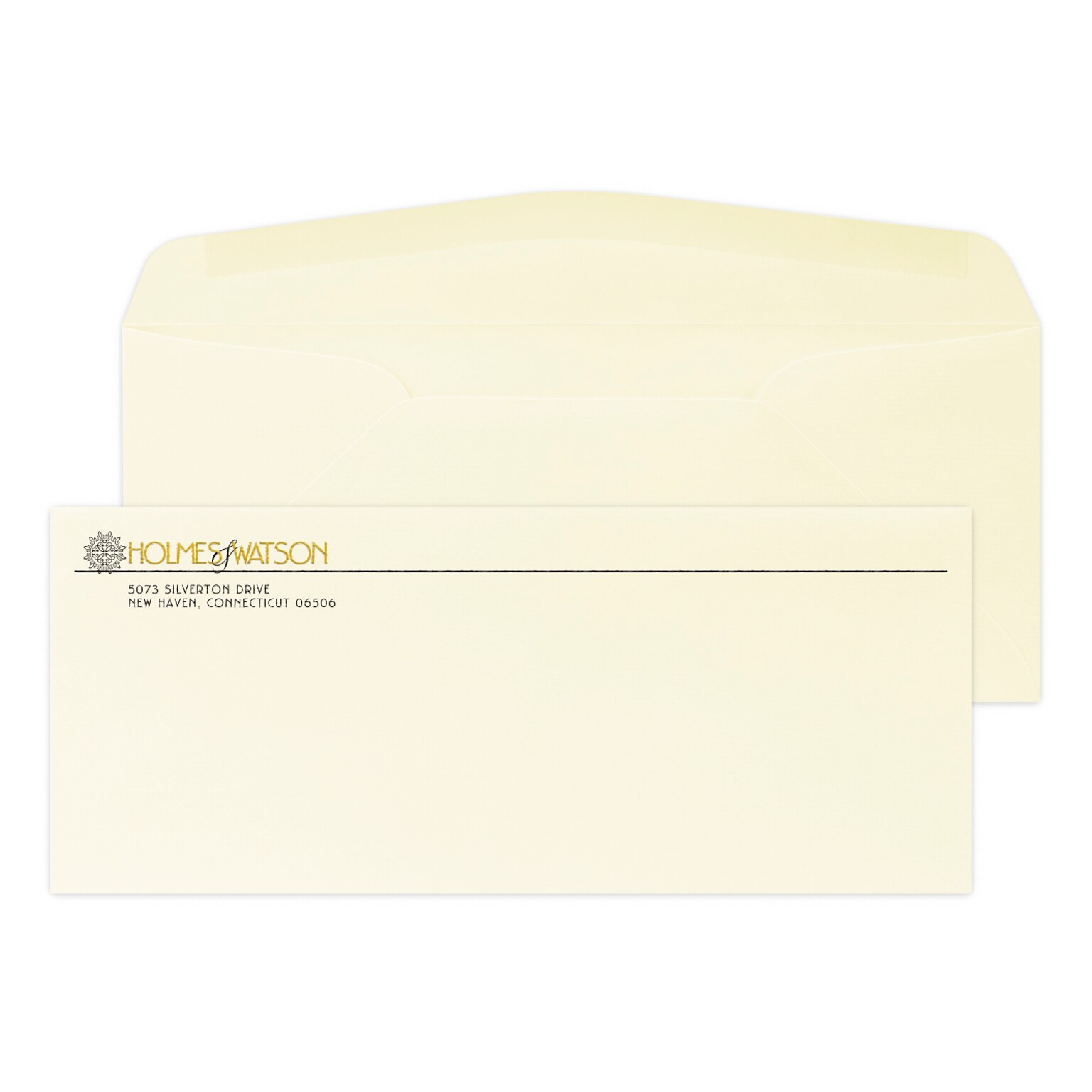 Custom #10 Stationery Envelopes, 4 1/8x9 1/2, 24# CLASSIC® LAID Baronial Ivory, 1 Standard and 1 Custom Raised Inks, 250/Pack