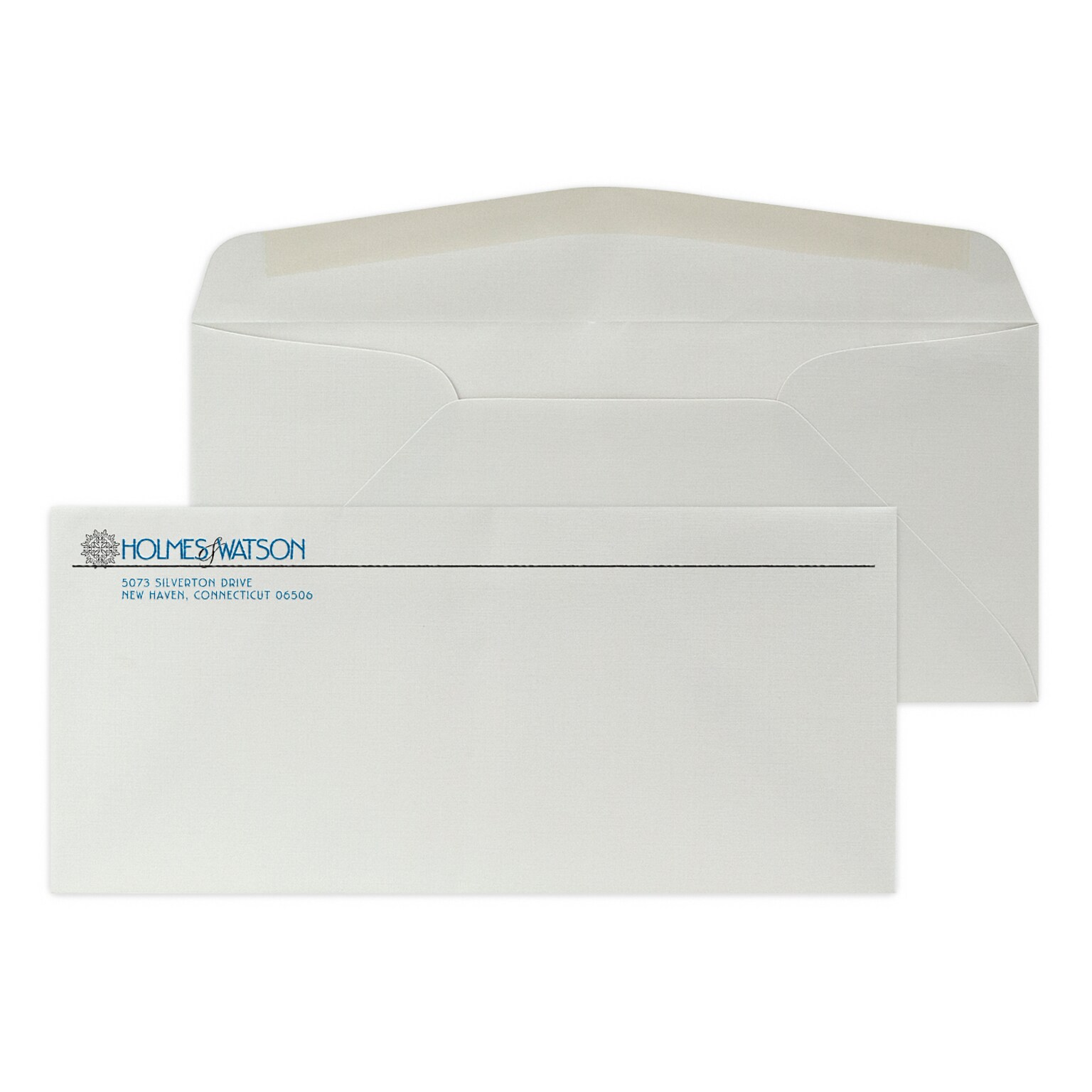 Custom #10 Stationery Envelopes, 4 1/8 x 9 1/2, 24# CLASSIC® LINEN Antique Gray, 2 Standard Raised Inks, 250 / Pack