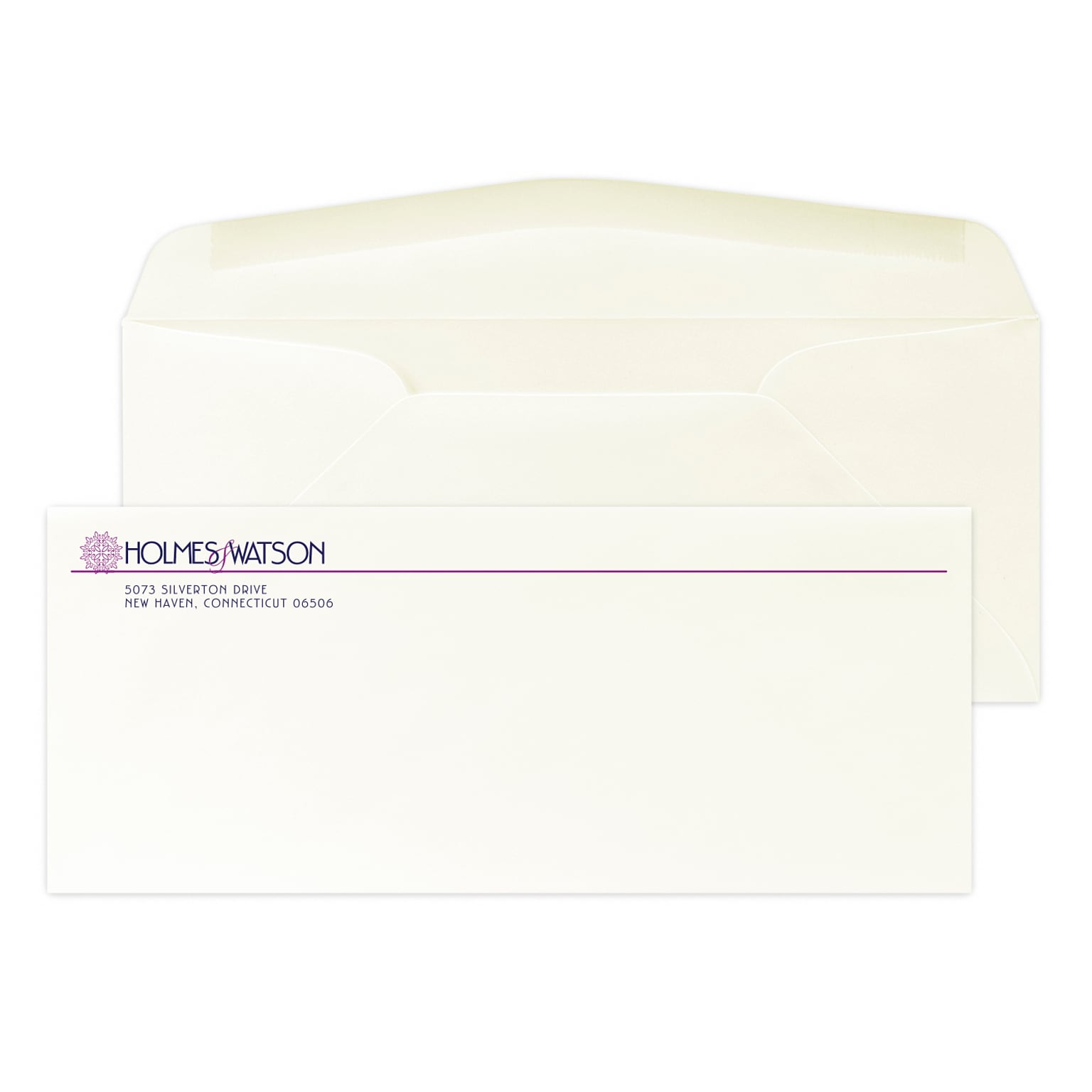 Custom #10 Stationery Envelopes, 4 1/8 x 9 1/2, 24# CLASSIC® CREST Natural White, 2 Custom Flat Inks, 250 / Pack