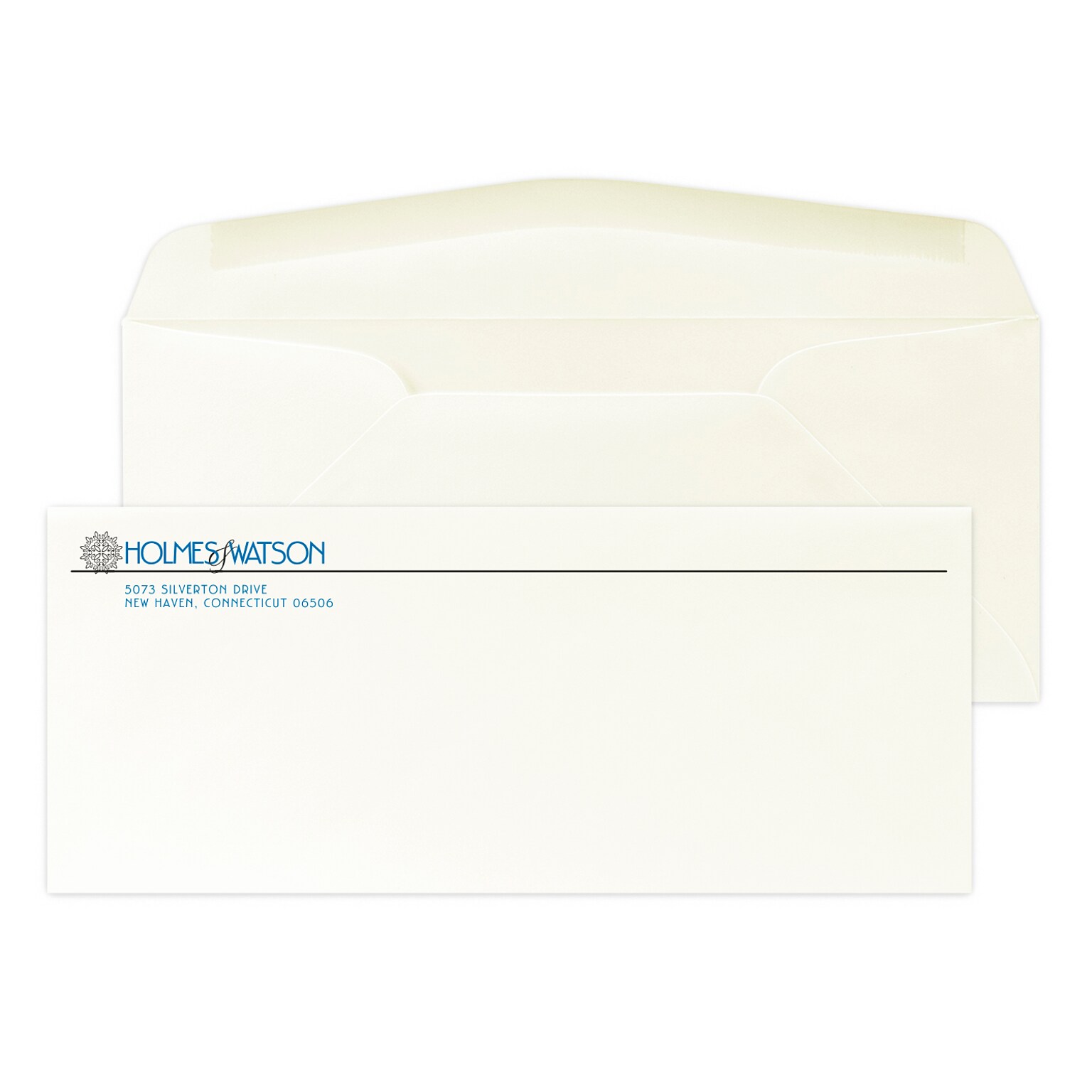 Custom #10 Stationery Envelopes, 4 1/8 x 9 1/2, 24# CLASSIC® CREST Natural White, 2 Standard Flat Inks, 250 / Pack