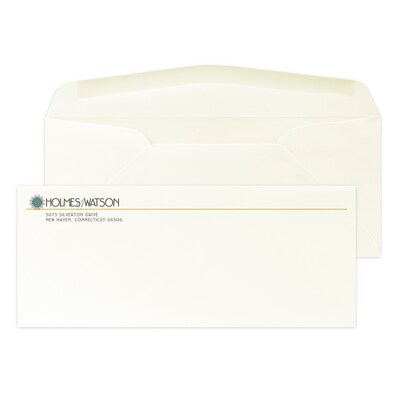 Custom Full Color #10 Stationery Envelopes, 4 1/4 x 9 1/2, 24# CLASSIC® CREST Natural White, Flat