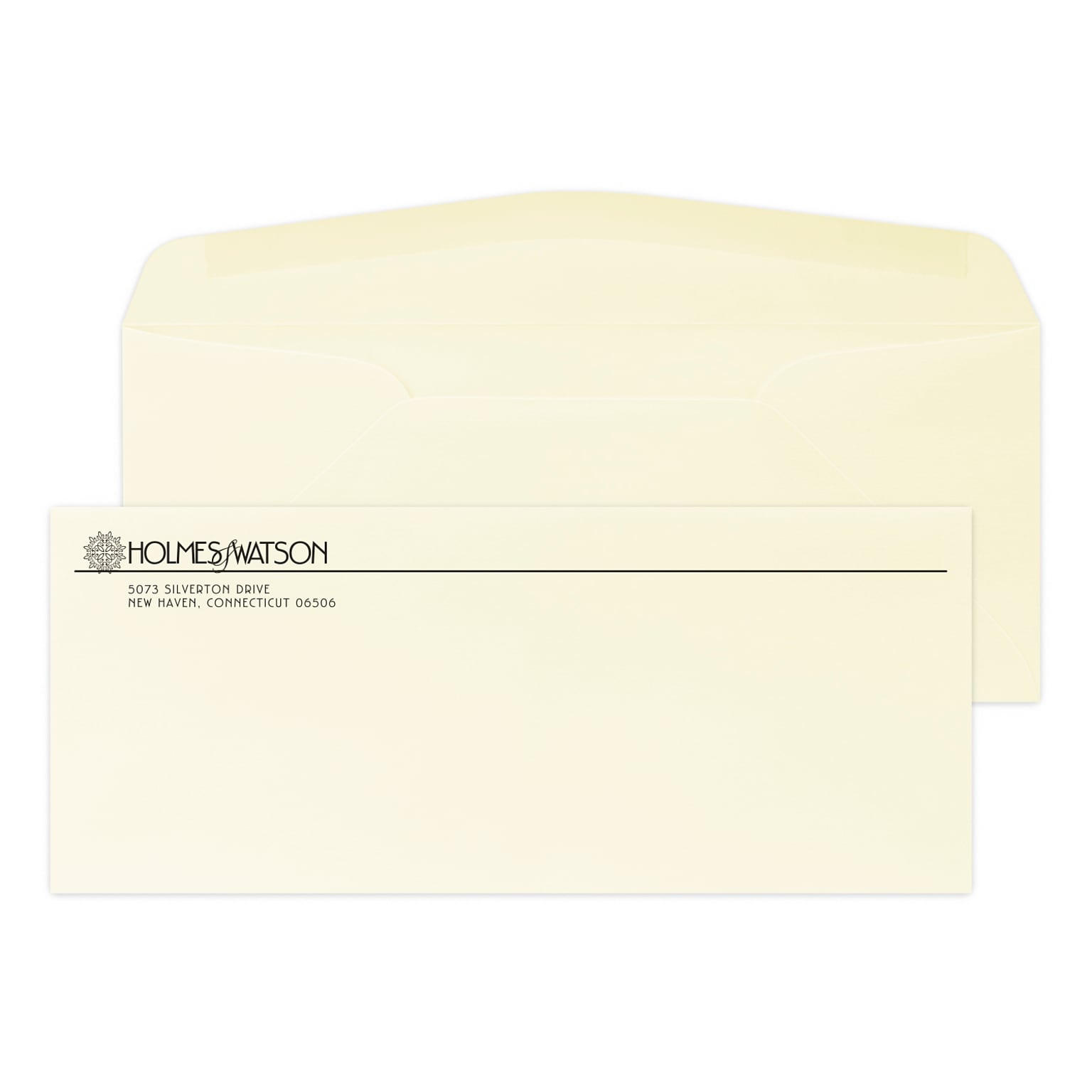 Custom #10 Stationery Envelopes, 4 1/8 x 9 1/2, 24# CLASSIC® LAID Baronial Ivory, 1 Standard Flat Ink, 250 / Pack