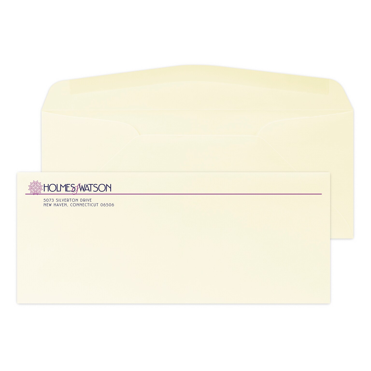 Custom #10 Stationery Envelopes, 4 1/8 x 9 1/2, 24# CLASSIC® LAID Baronial Ivory, 2 Custom Flat Inks, 250 / Pack