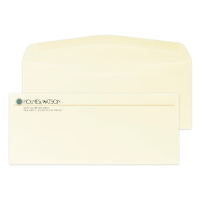 Custom Full Color #10 Stationery Envelopes, 4 1/4 x 9 1/2, 24# CLASSIC® LAID Baronial Ivory, Flat