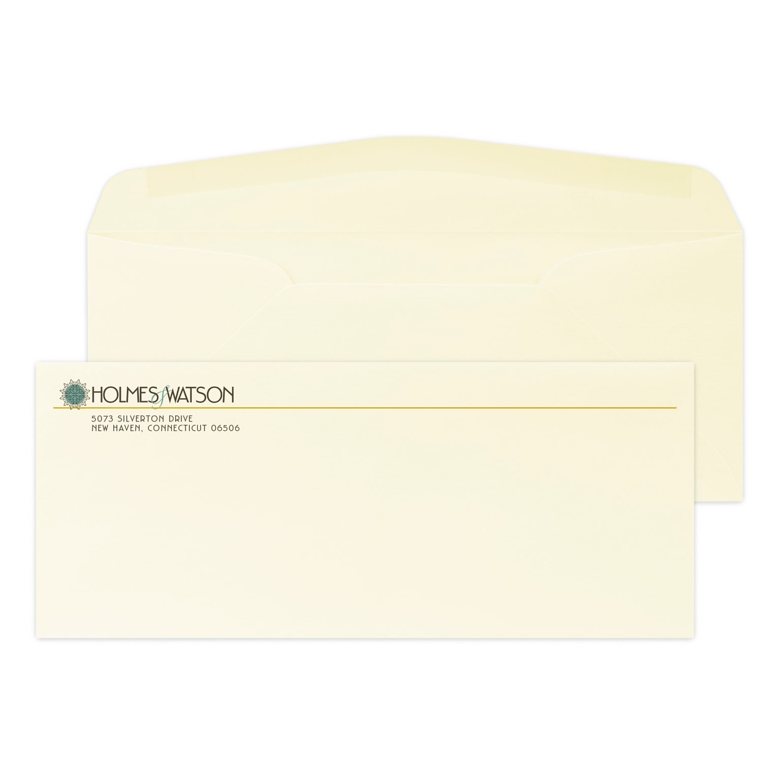 Custom Full Color #10 Stationery Envelopes, 4 1/4 x 9 1/2, 24# CLASSIC® LAID Baronial Ivory, Flat Ink, 250 / Pack