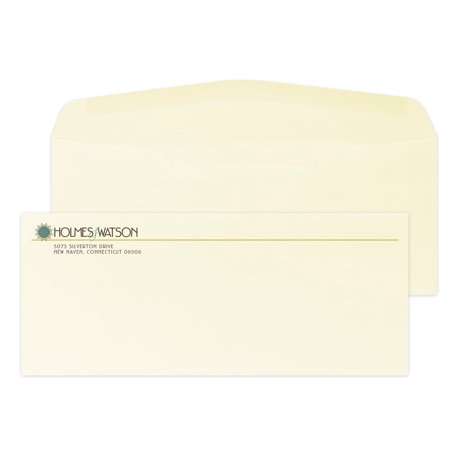 Custom Full Color #10 Stationery Envelopes, 4 1/8 x 9 1/2, 24# CLASSIC® LAID Baronial Ivory, Flat Ink, 250 / Pack
