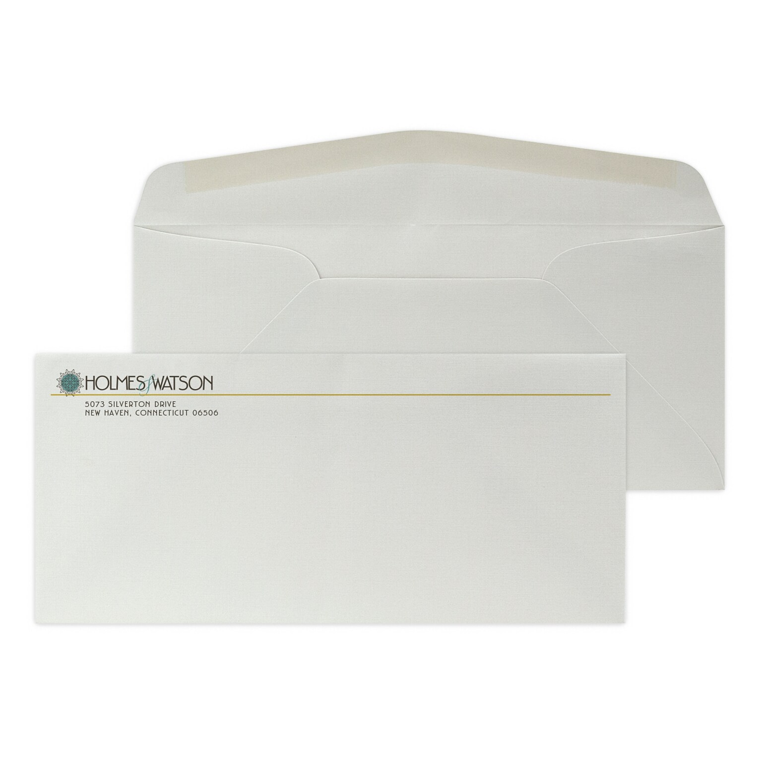 Custom Full Color #10 Stationery Envelopes, 4 1/8 x 9 1/2, 24# CLASSIC® LINEN Antique Gray, Flat Ink, 250 / Pack