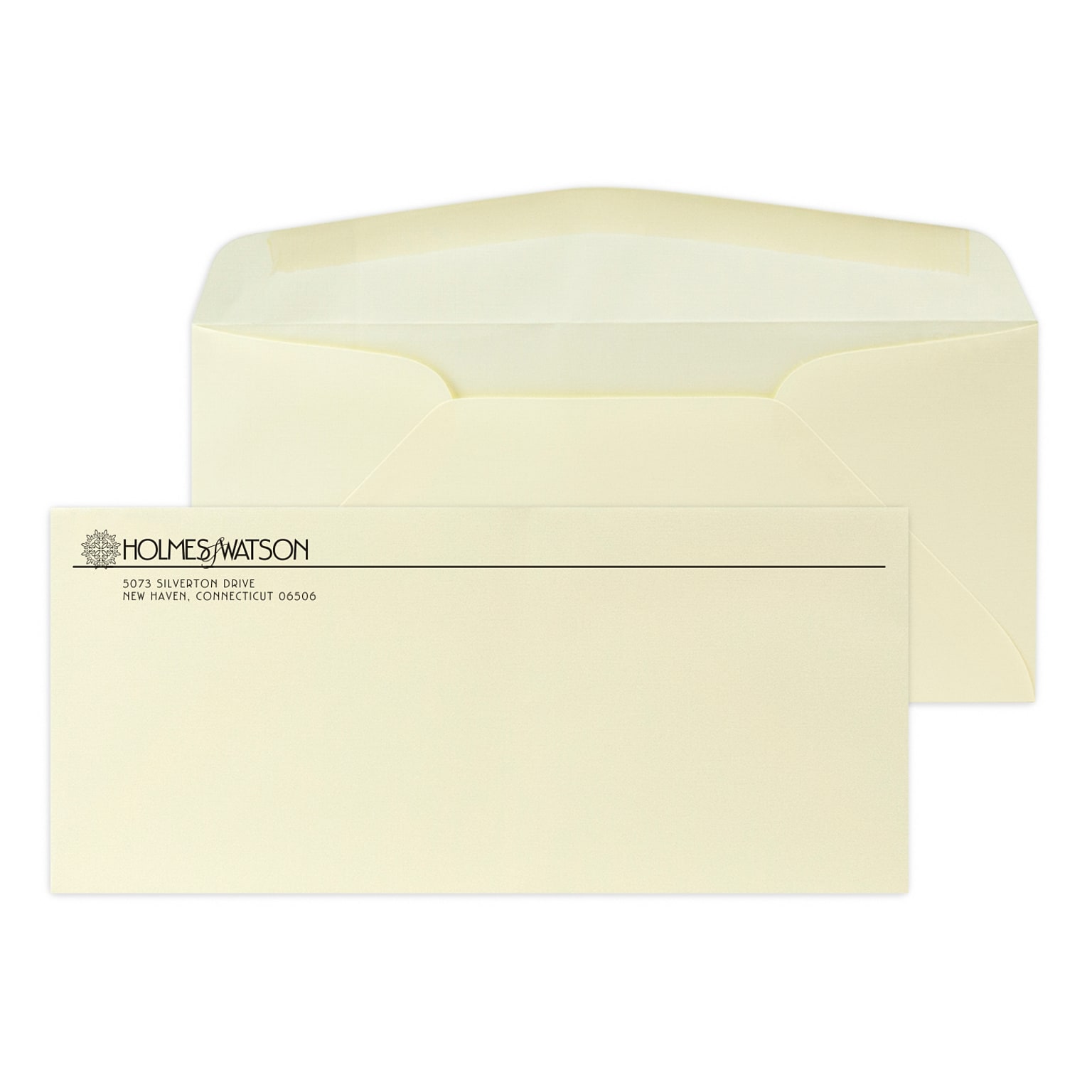 Custom #10 Stationery Envelopes, 4 1/4 x 9 1/2, 24# CLASSIC® LINEN Baronial Ivory, 1 Standard Flat Ink, 250 / Pack