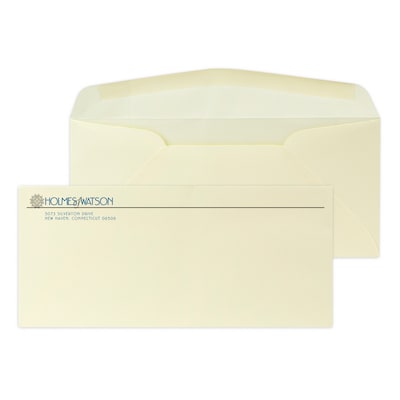 Custom #10 Stationery Envelopes, 4 1/4 x 9 1/2, 24# CLASSIC® LINEN Baronial Ivory, 2 Standard Flat