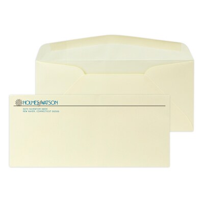 Custom #10 Stationery Envelopes, 4 1/4 x 9 1/2, 24# CLASSIC® LINEN Baronial Ivory, 2 Standard Flat