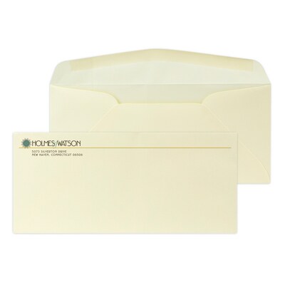 Custom Full Color #10 Stationery Envelopes, 4 1/4 x 9 1/2, 24# CLASSIC® LINEN Baronial Ivory, Flat