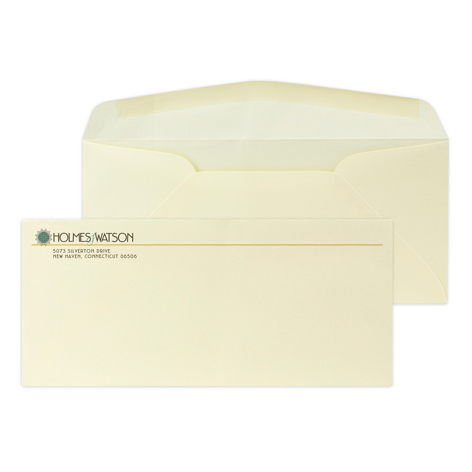 Custom Full Color #10 Stationery Envelopes, 4 1/8 x 9 1/2, 24# CLASSIC® LINEN Baronial Ivory, Flat Ink, 250 / Pack