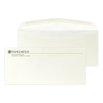 Custom Full Color #10 Stationery Envelopes, 4 1/4 x 9 1/2, 24# CLASSIC® LINEN Natural White, Flat