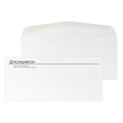 Custom #10 Stationery Envelopes, 4 1/4 x 9 1/2, 24# CLASSIC® LINEN Solar White, 1 Standard Flat In