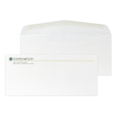 Custom Full Color #10 Stationery Envelopes, 4 1/4 x 9 1/2, 24# CLASSIC® LINEN Solar White, Flat In