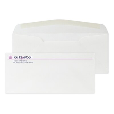 Custom #10 Stationery Envelopes, 4 1/4 x 9 1/2, 24# ENVIRONMENT® Ultra Bright White Recycled, 2 Cu