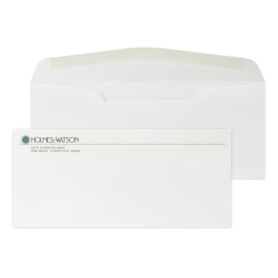 Custom Full Color #10 Stationery Envelopes, 4 1/4 x 9 1/2, 24# ENVIRONMENT® Ultra Bright White Rec