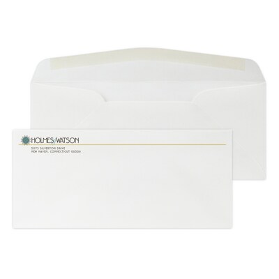 Custom Full Color #10 Stationery Envelopes, 4 1/4 x 9 1/2, 24# ENVIRONMENT® Ultra Bright White Rec