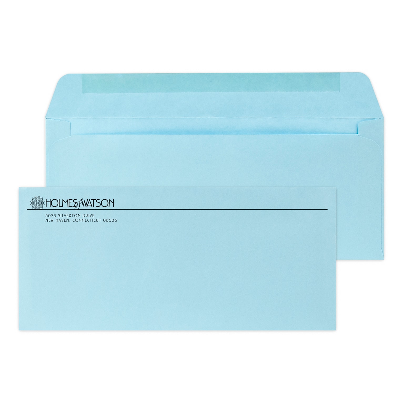 Custom #10 Standard Envelopes, 4 1/4 x 9 1/2, 24# Blue Wove, 1 Standard Ink, 250 / Pack