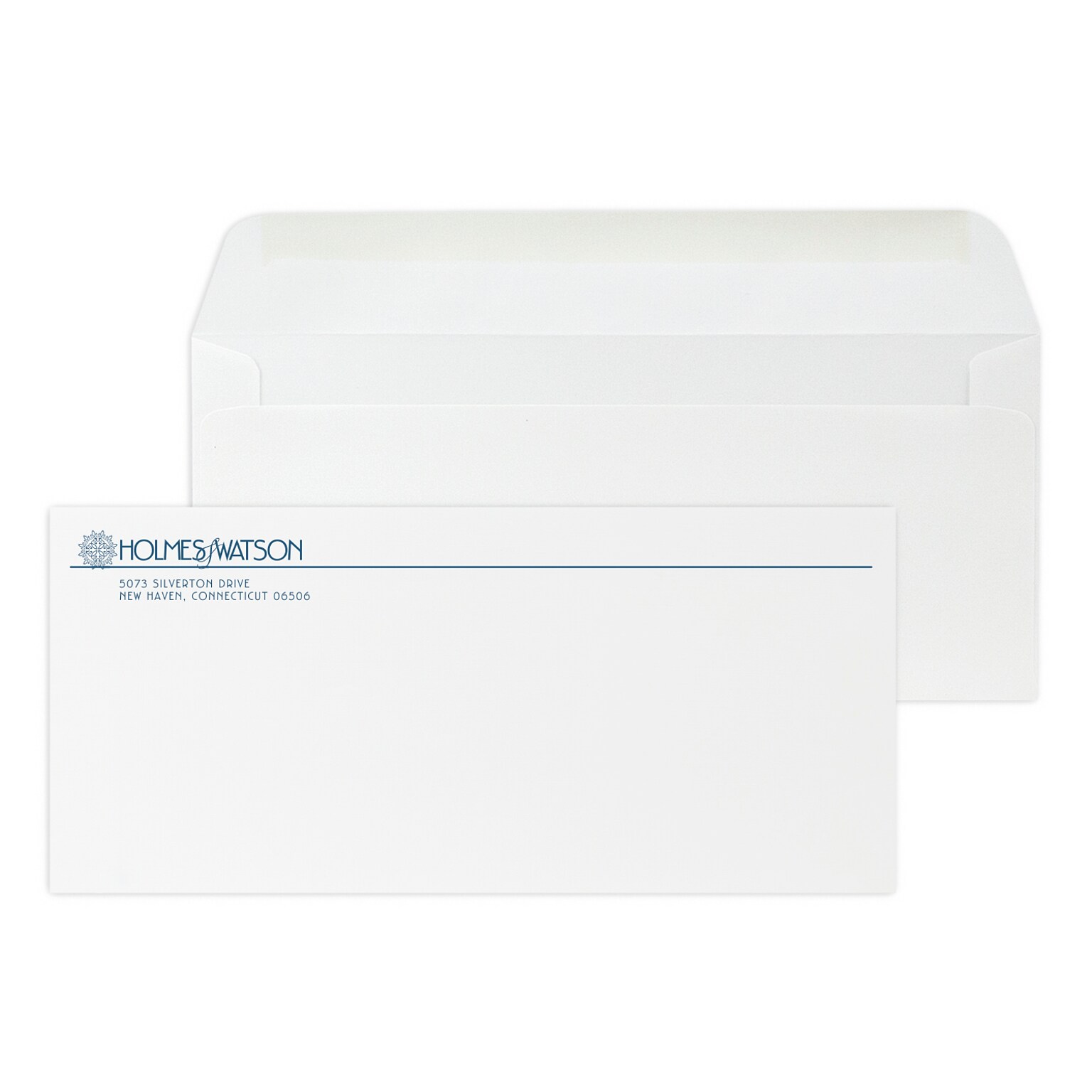 Custom #10 Stationery Envelopes, 4 1/8 x 9 1/2, 24# Bright White Linen, 1 Custom Flat Ink, 250 / Pack