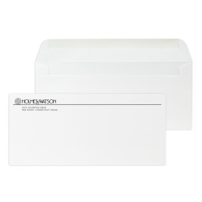 Custom #10 Stationery Envelopes, 4 1/4 x 9 1/2, 24# Bright White Linen, 1 Standard Flat Ink, 250 /