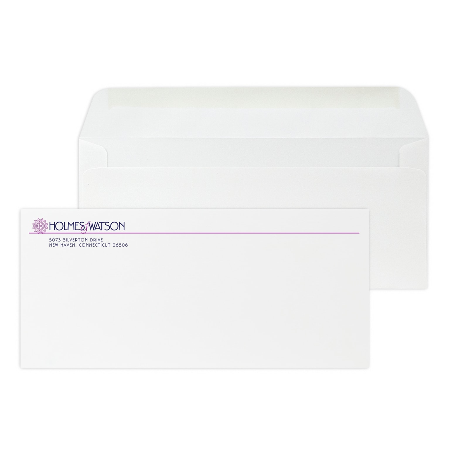 Custom #10 Stationery Envelopes, 4 1/8 x 9 1/2, 24# Bright White Linen, 2 Custom Flat Inks, 250 / Pack