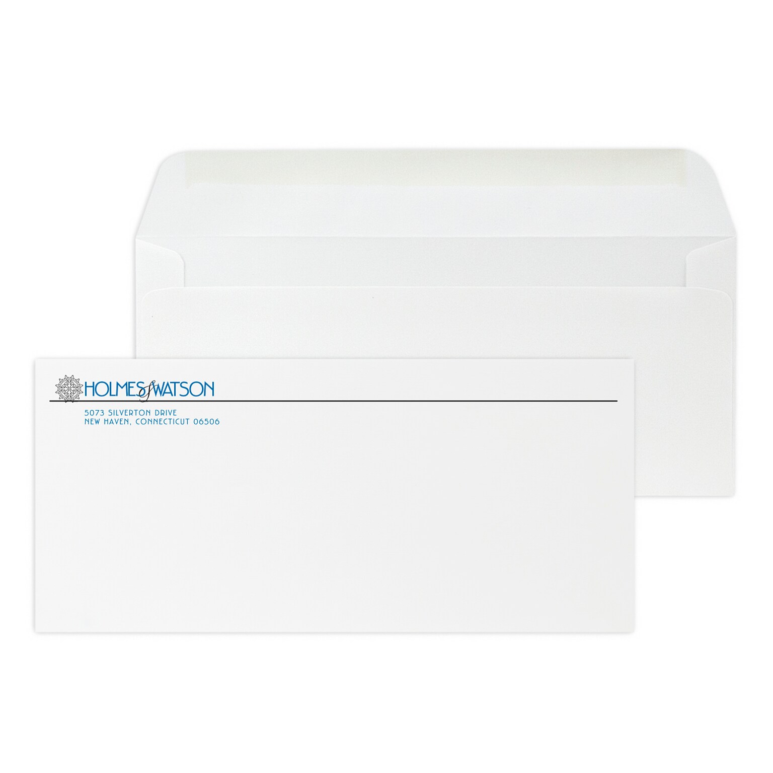 Custom #10 Stationery Envelopes, 4 1/8 x 9 1/2, 24# Bright White Linen, 2 Standard Flat Inks, 250 / Pack