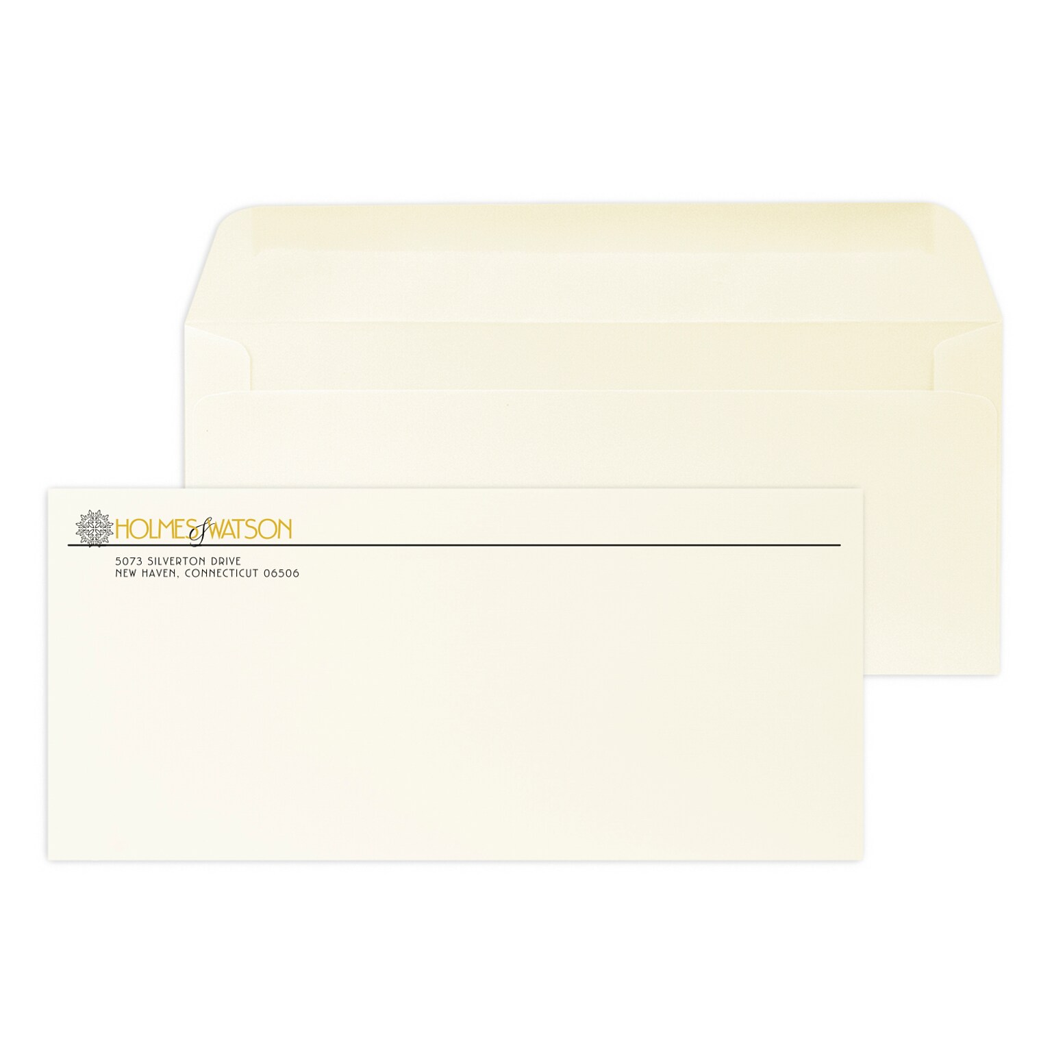 Custom #10 Stationery Envelopes, 4 1/8 x 9 1/2, 24# Warm White Linen, 1 Standard and 1 Custom Flat Inks, 250 / Pack