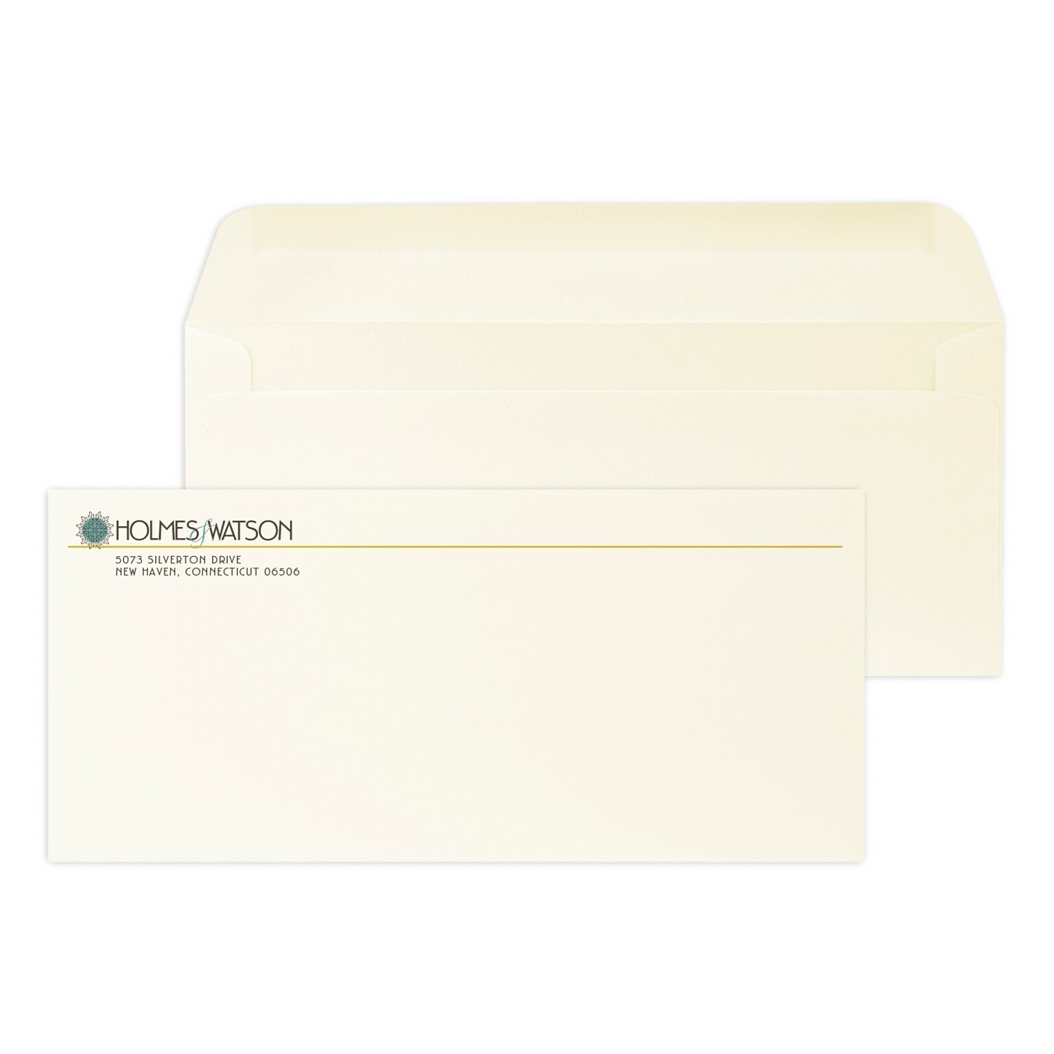Custom Full Color #10 Stationery Envelopes, 4 1/8 x 9 1/2, 24# Warm White Linen, Flat Ink, 250 / Pack