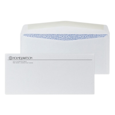 Custom #10 Standard Envelopes with Security Tint, 4 1/8 x 9 1/2, 24# White Wove, 1 Standard Ink, 2