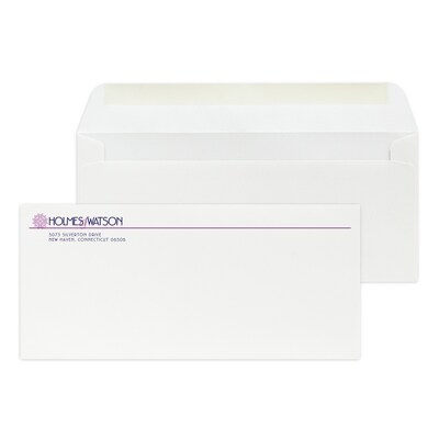 Custom #10 Stationery Envelopes, 4 1/4 x 9 1/2, 70# Hi White Text, 2 Custom Flat Inks, 250 / Pack