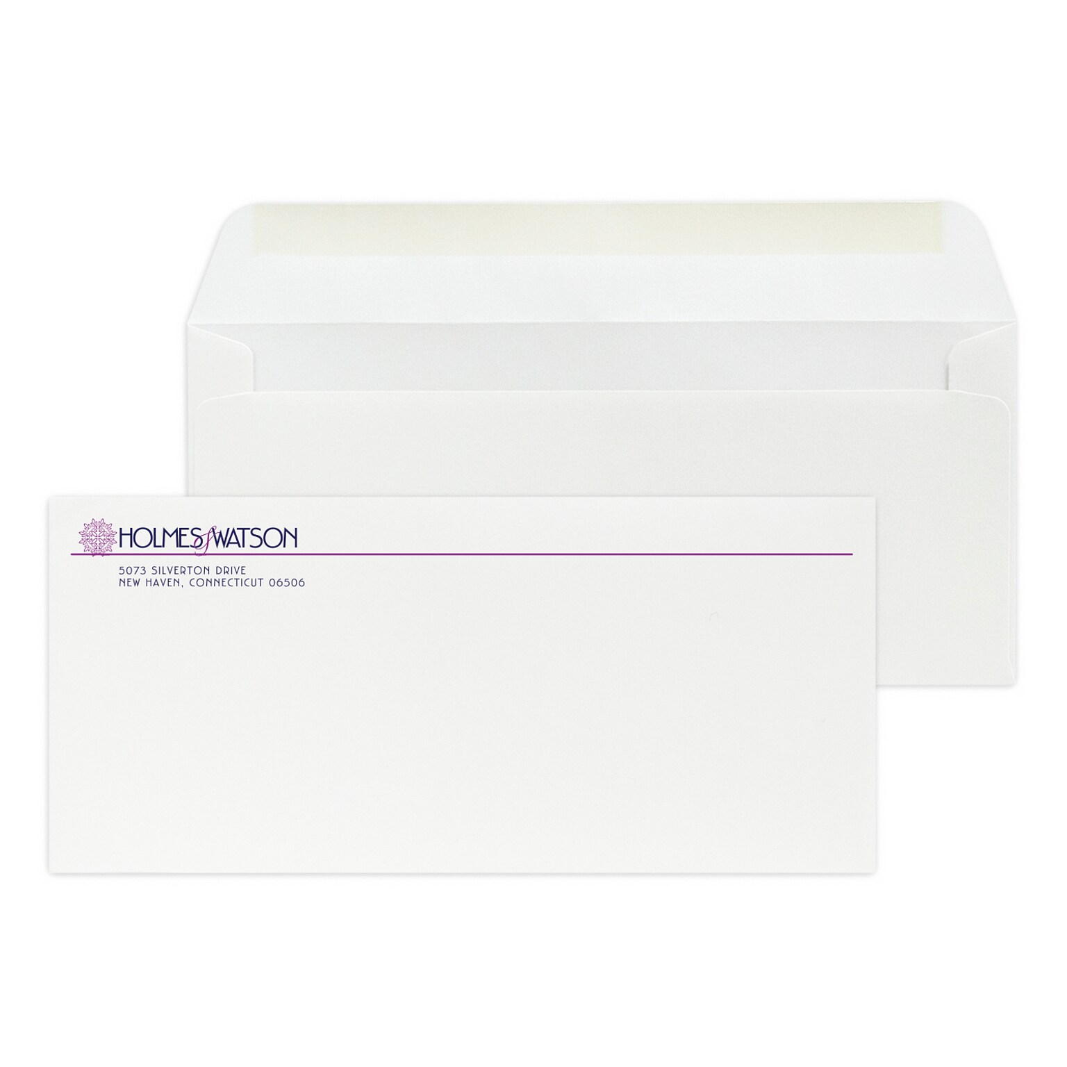 Custom #10 Stationery Envelopes, 4 1/4 x 9 1/2, 70# Hi White Text, 2 Custom Flat Inks, 250 / Pack