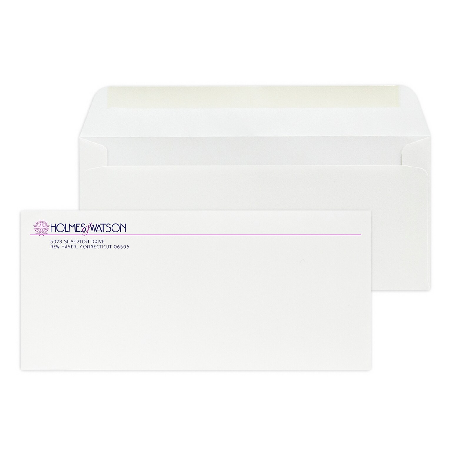 Custom #10 Stationery Envelopes, 4 1/8 x 9 1/2, 70# Hi White Text, 2 Custom Flat Inks, 250 / Pack