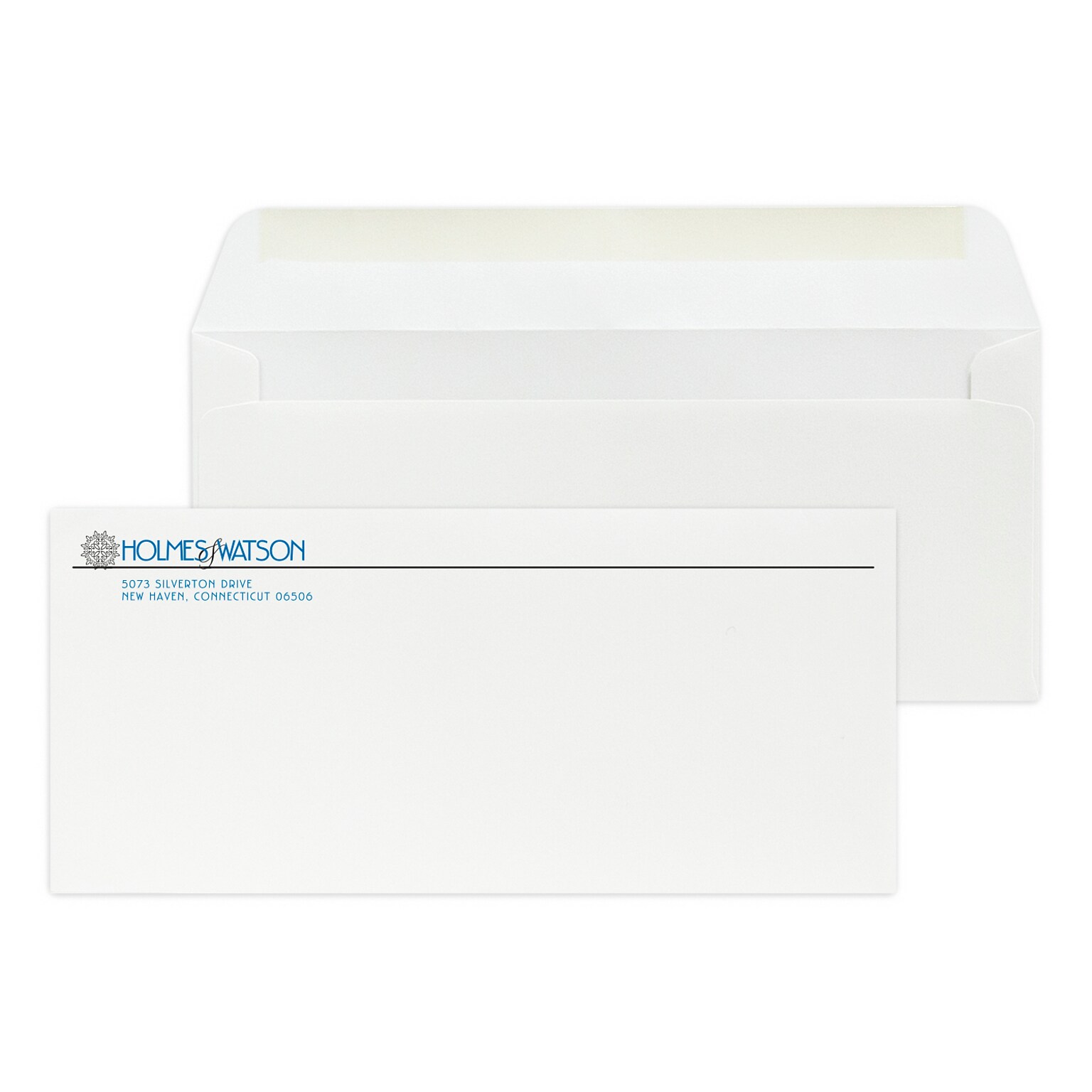 Custom #10 Stationery Envelopes, 4 1/8 x 9 1/2, 70# Hi White Text, 2 Standard Flat Inks, 250 / Pack