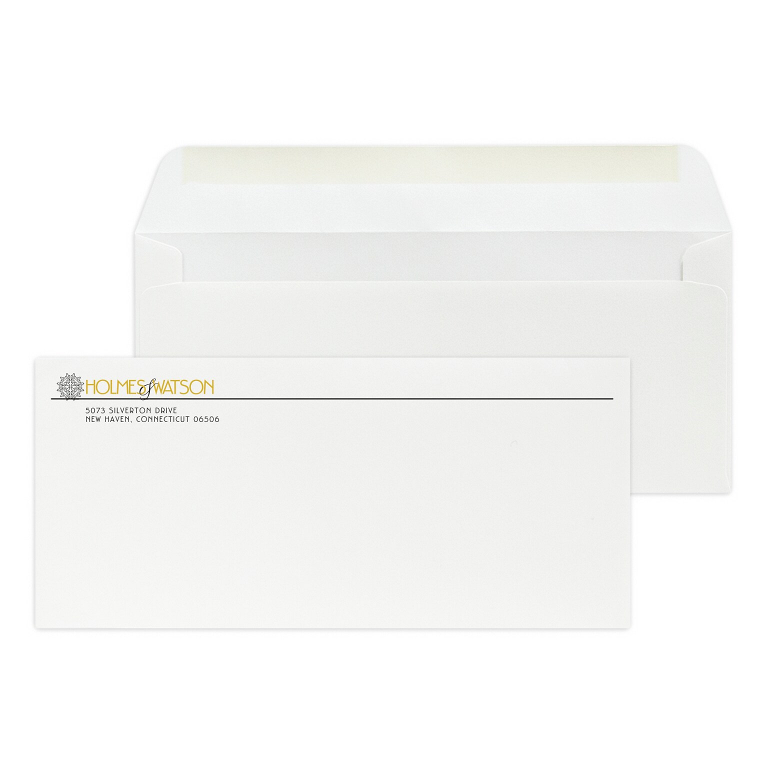 Custom #10 Stationery Envelopes, 4 1/8 x 9 1/2, 70# Hi White Text, 1 Standard and 1 Custom Flat Inks, 250 / Pack