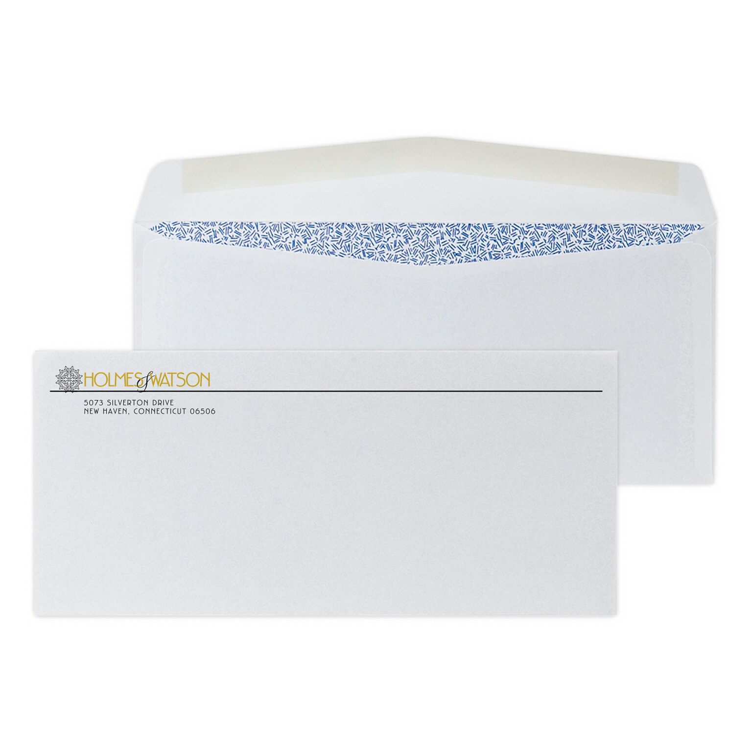 Custom #10 Standard Envelopes with Security Tint, 4 1/8 x 9 1/2, 24# White Wove, 1 Standard and 1 Custom Inks, 250 / Pack