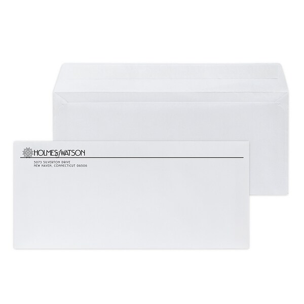 Custom #10 Peel and Seal Envelopes, 4 1/8 x 9 1/2, 24# White Wove, 1 Standard Ink, 250 / Pack