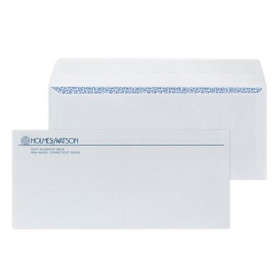 Custom #10 Peel and Seal Envelopes with Security Tint, 4 1/4 x 9 1/2, 24# White Wove, 1 Custom Ink