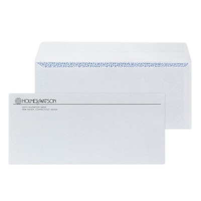 Custom #10 Peel and Seal Envelopes with Security Tint, 4 1/8 x 9 1/2, 24# White Wove, 1 Standard I