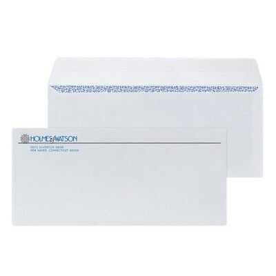 Custom #10 Peel and Seal Envelopes with Security Tint, 4 1/4 x 9 1/2, 24# White Wove, 2 Standard I
