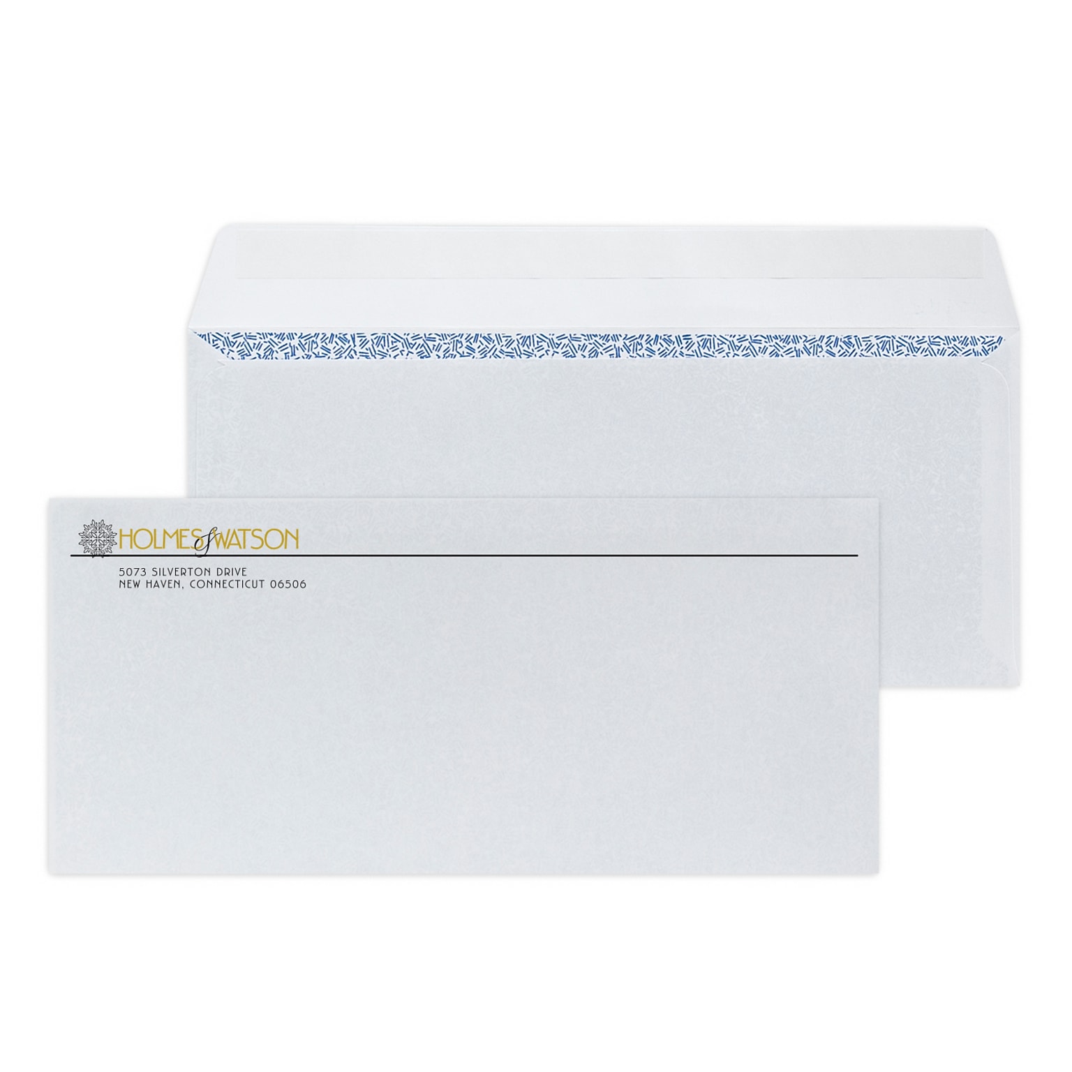 Custom #10 Peel and Seal Envelopes with Security Tint, 4 1/4 x 9 1/2, 24# White Wove, 1 Standard and 1 Custom Inks, 250 / Pack