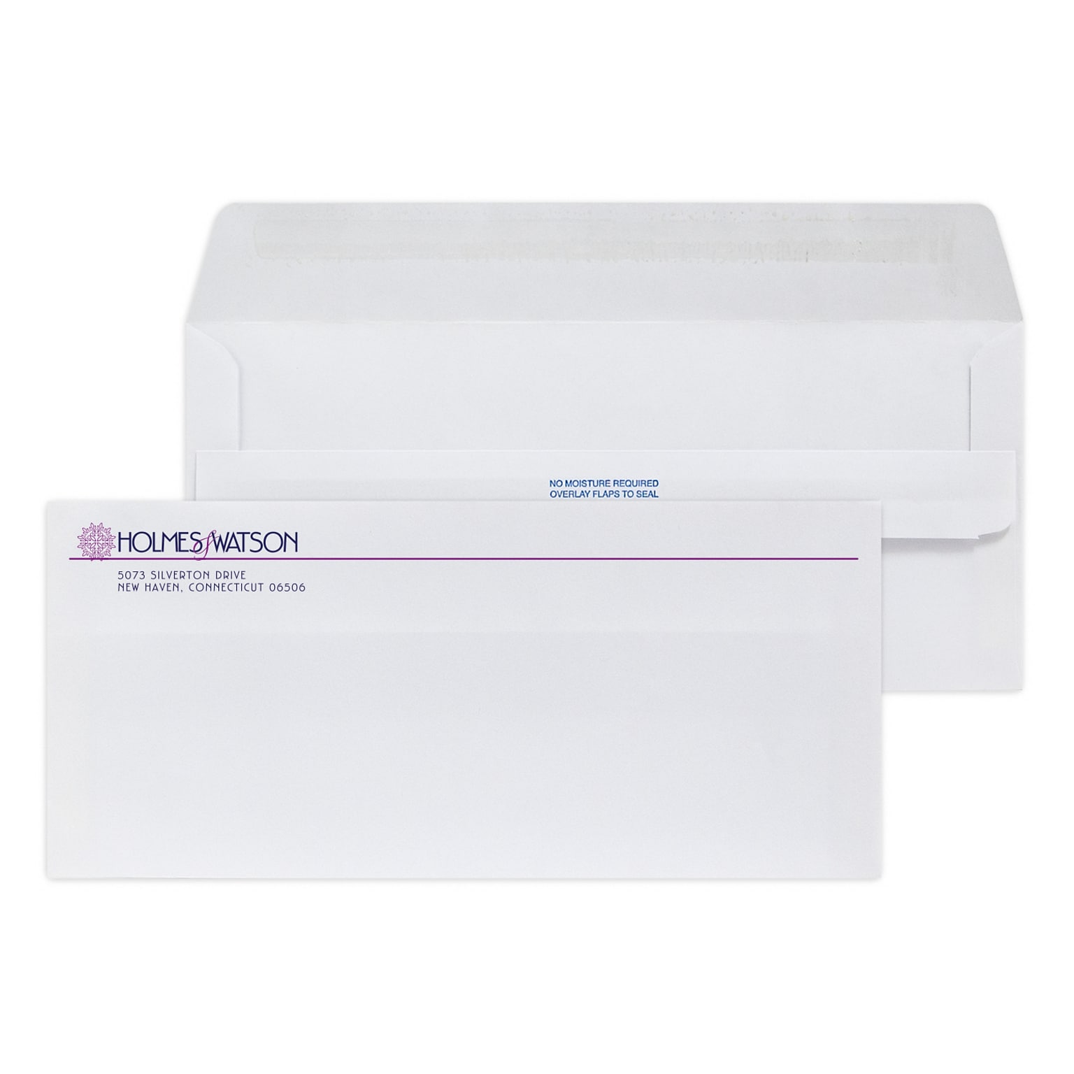 Custom #10 Self Seal Envelopes, 4 1/4 x 9 1/2, 24# White Wove, 2 Custom Inks, 250 / Pack