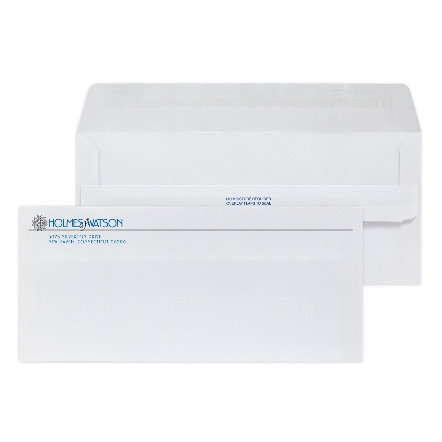 Custom #10 Self Seal Envelopes, 4 1/8 x 9 1/2, 24# White Wove, 2 Standard Inks, 250 / Pack
