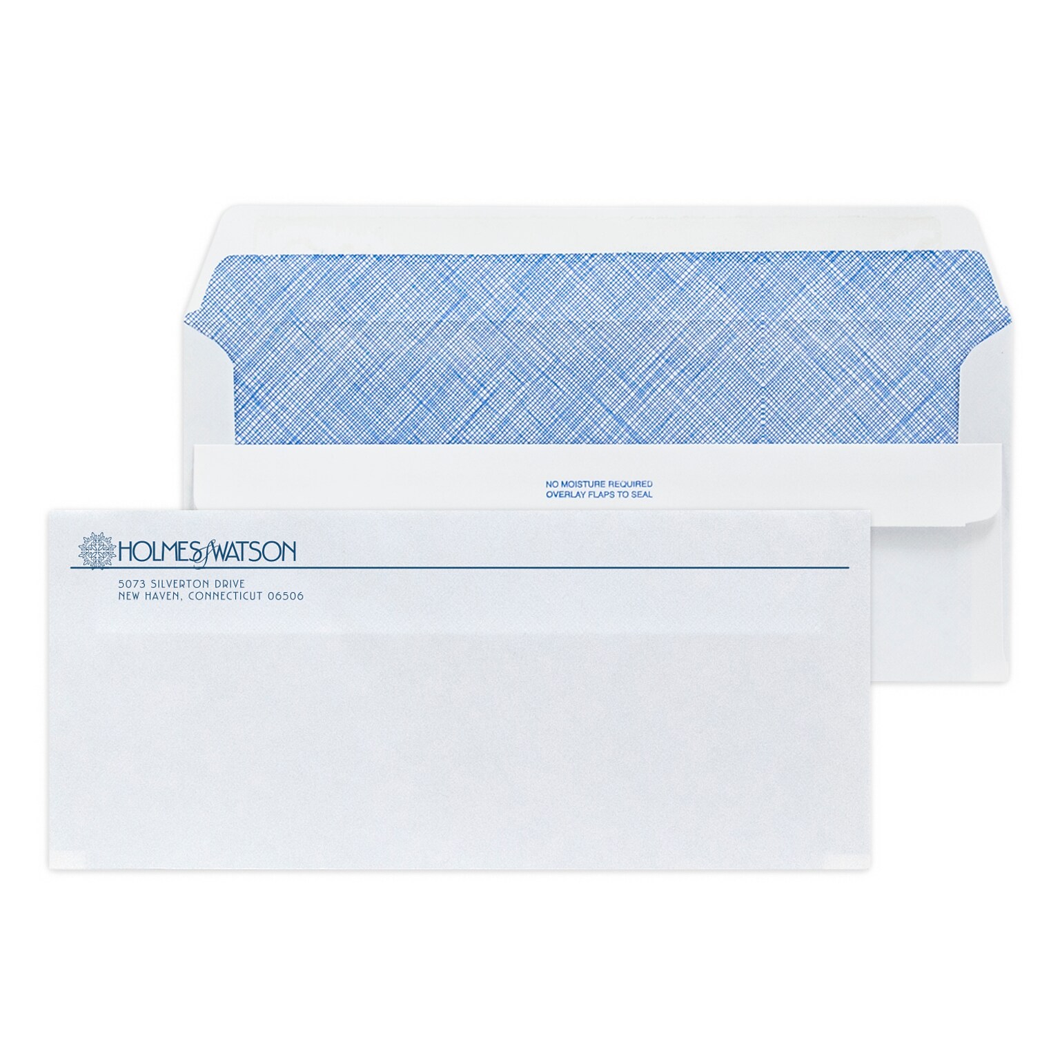 Custom #10 Self Seal Envelopes with Security Tint, 4 1/8 x 9 1/2, 24# White Wove, 1 Custom Ink, 250 / Pack