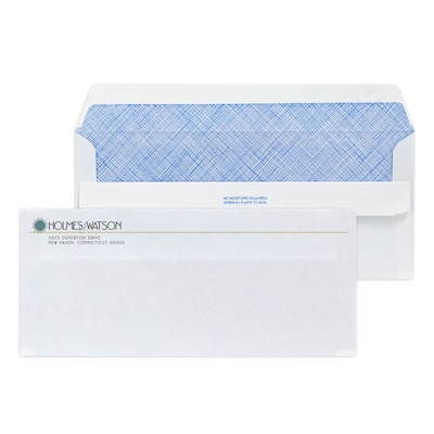 Custom Full Color #10 Self Seal Envelopes with Security Tint, 4 1/4 x 9 1/2, 24# White Wove, 250 /