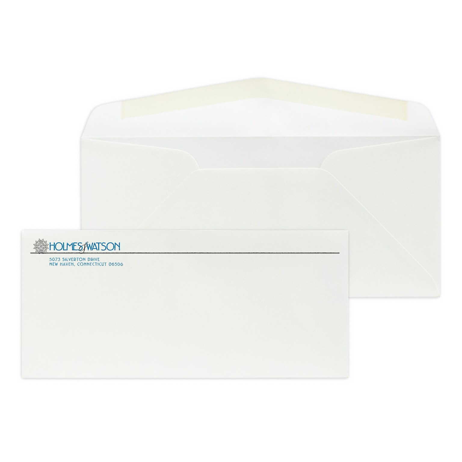 Custom #10 Stationery Envelopes, 4 1/8x9 1/2, 80# Mohawk Superfine Eggshell Ultrawhite Text, 2 Standard Raised Inks, 250/Pack