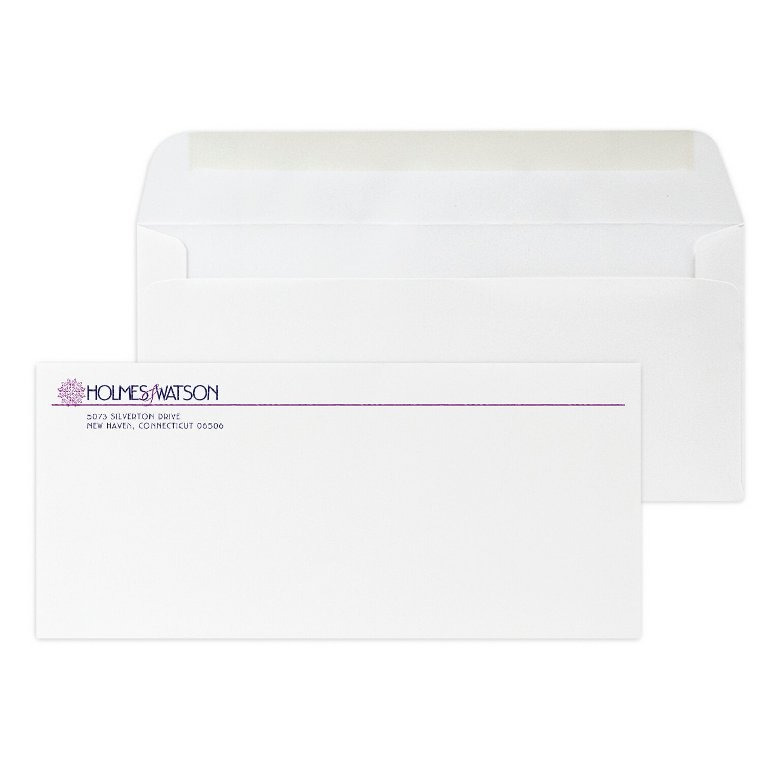 Custom #10 Stationery Envelopes, 4 1/8 x 9 1/2, 25% White Cotton Writing, 2 Custom Raised Inks, 250 / Pack