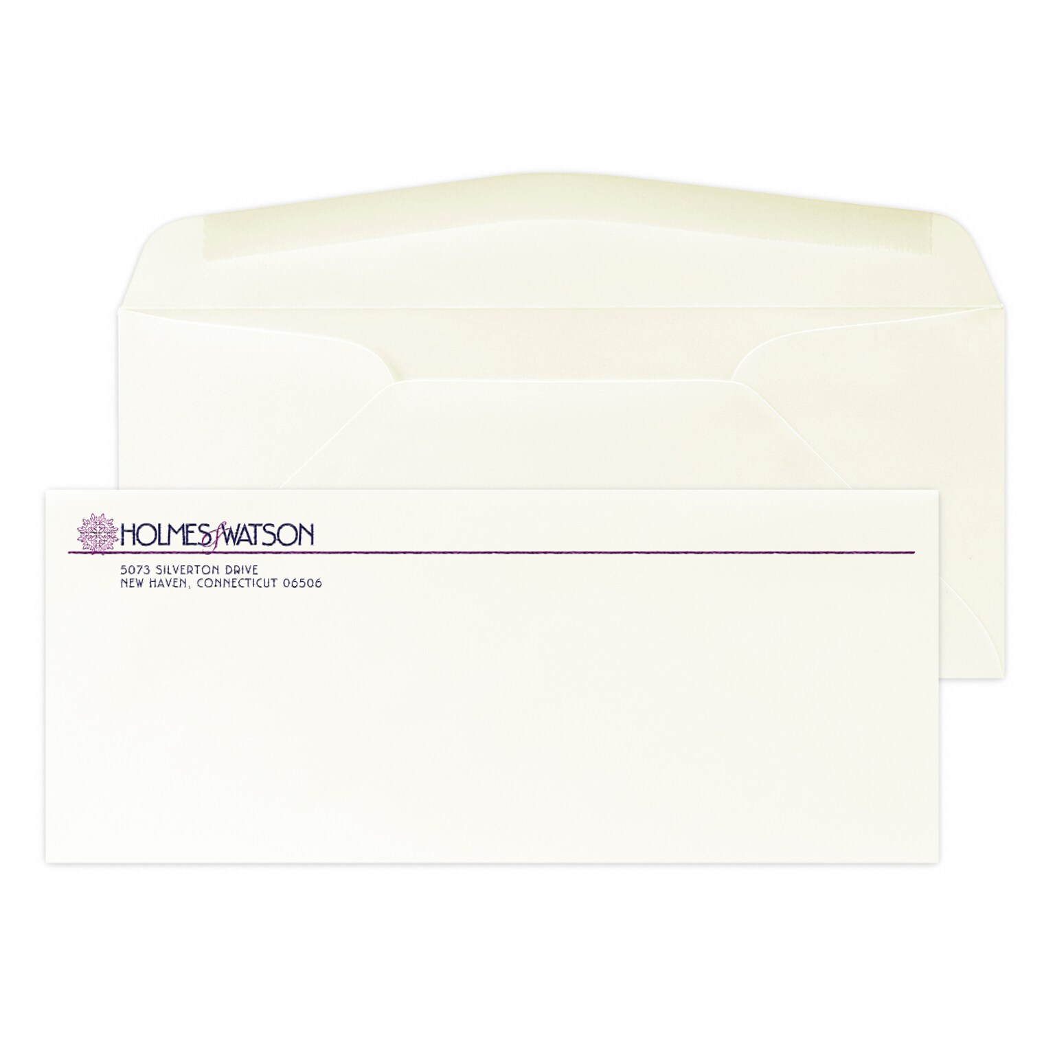 Custom #10 Stationery Envelopes, 4 1/8 x 9 1/2, 24# CLASSIC® CREST Natural White, 2 Custom Raised Inks, 250 / Pack
