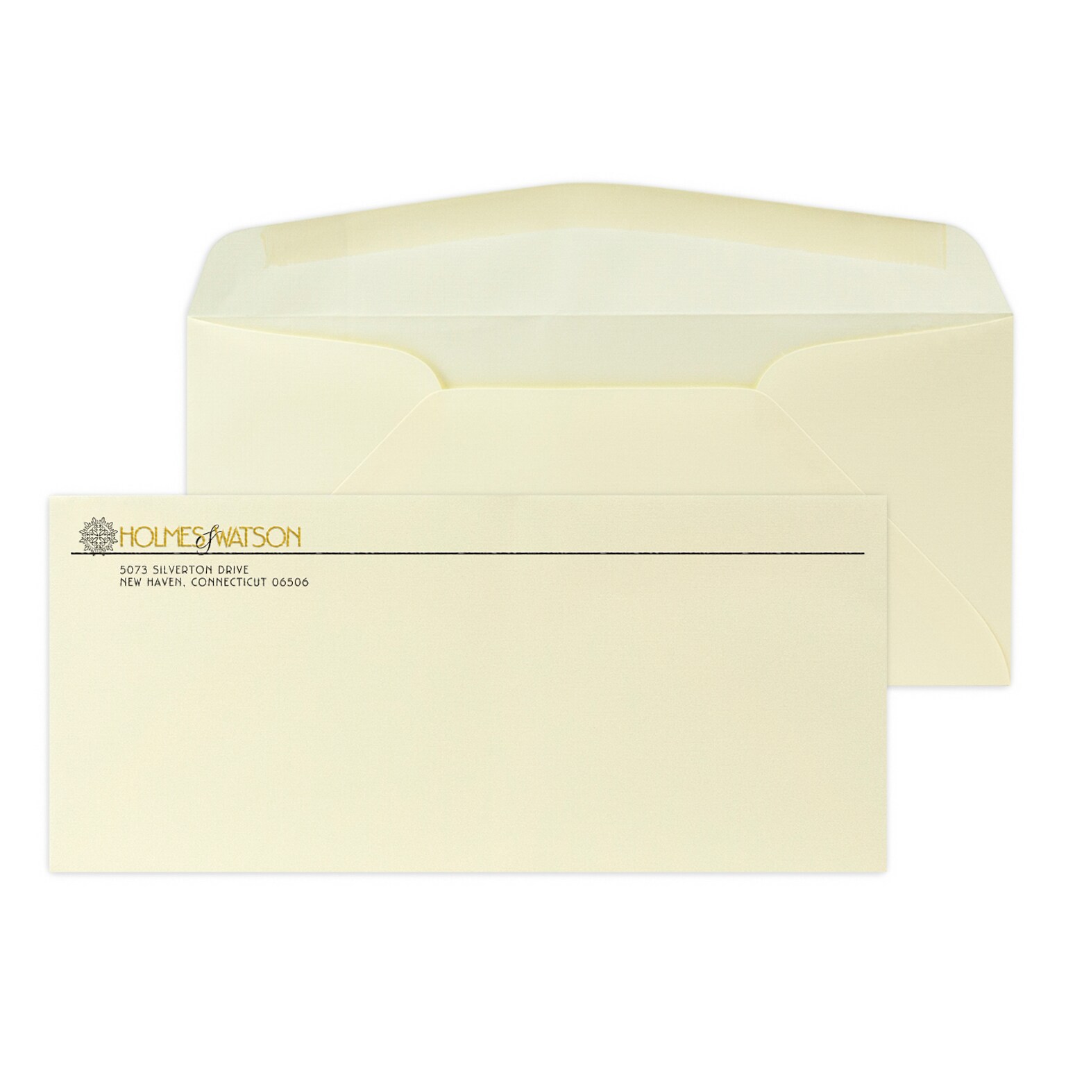 Custom #10 Stationery Envelopes, 4 1/8x9 1/2, 24# CLASSIC® LINEN Baronial Ivory, 1 Standard and 1 Custom Raised Ink, 250/Pack